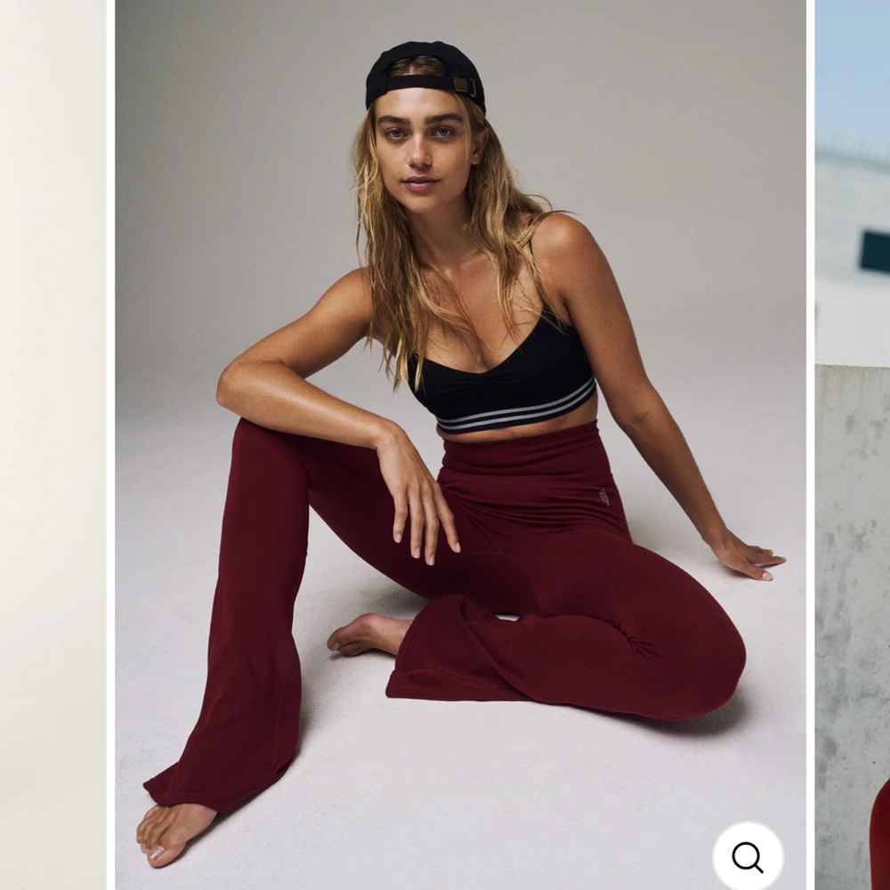Free People High-Waist Flared Leggings in Deep Berry